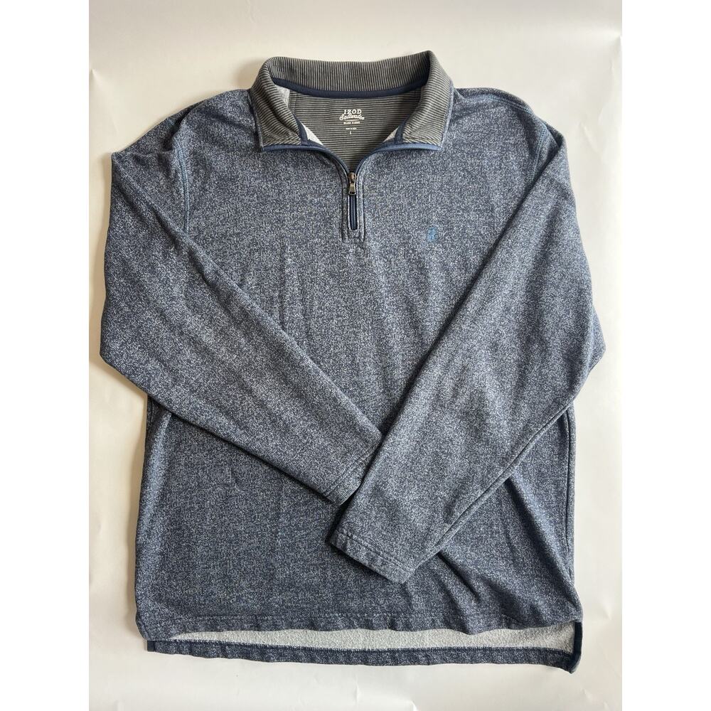 IZOD Saltwater Men’s Heathered Blue 1/4 Zip Mock Neck Sweatshirt L